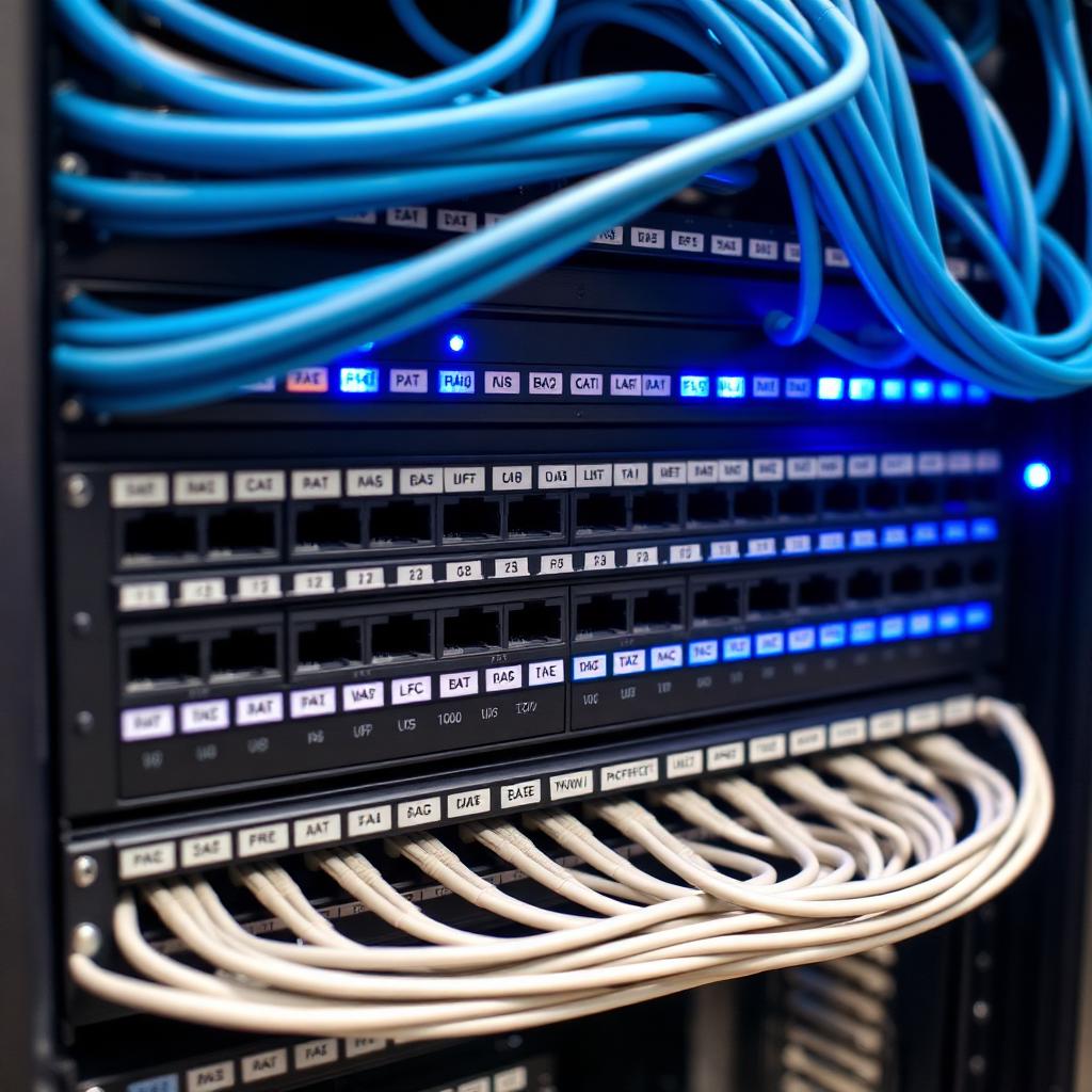 Patch panels CAT6A con cableado ordenado