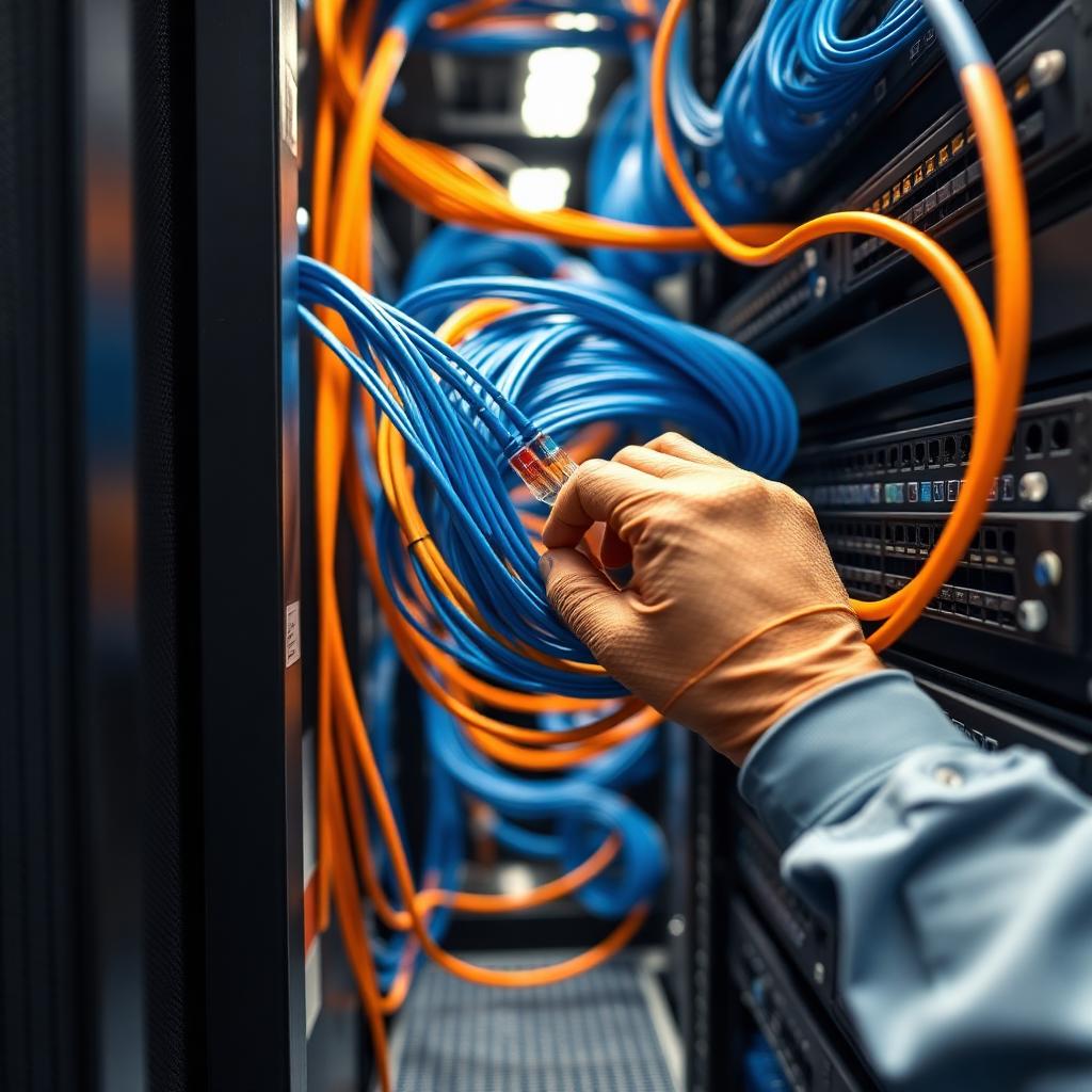 Instalación profesional de cableado CAT6A en rack